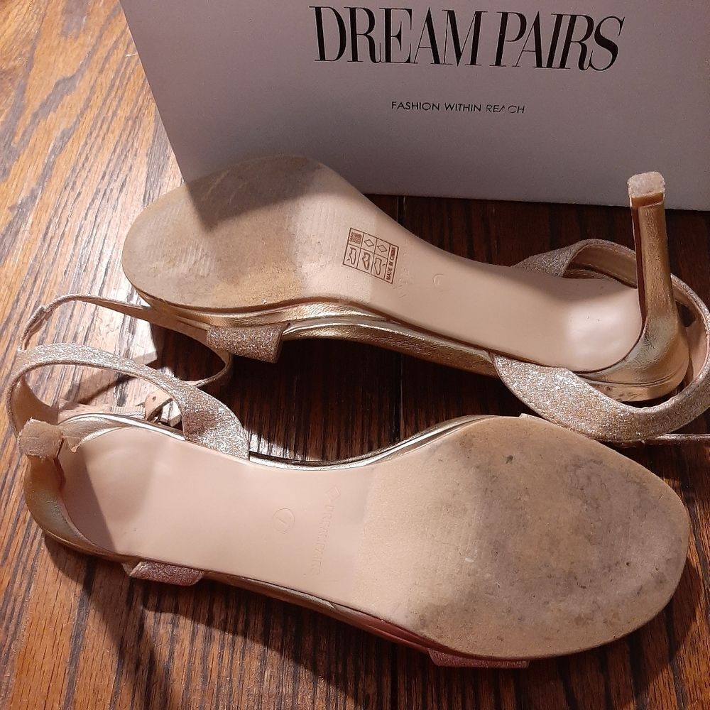 Size 7 Dream Pairs Gold Glitter Stecy-1 Open Toe High Heel Dress Sho… - Picture 5 of 8